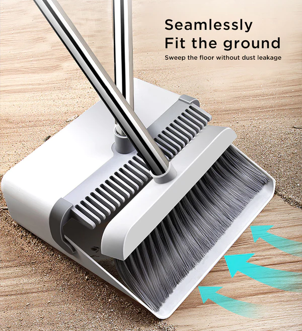Joybos® Standing Dustpan and Broom for Indoor Lobby Office Kitchen Sweeping 1