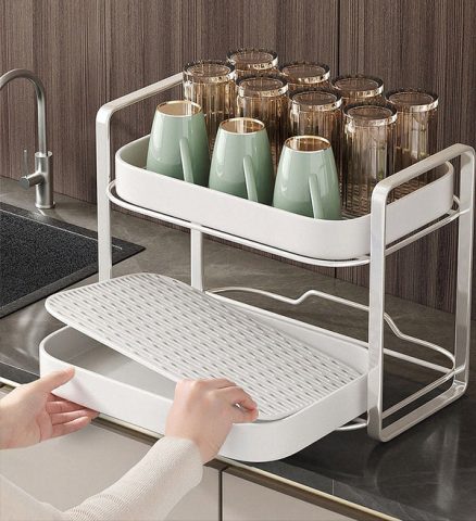 Joybos®2-Tier Cups Rack with Drain Tray 4