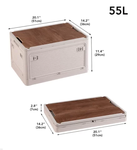 Joybos® 85L Foldable Five-Door Storage Box with a Wooden Cover 12