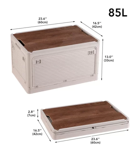Joybos® 85L Foldable Five-Door Storage Box with a Wooden Cover 13