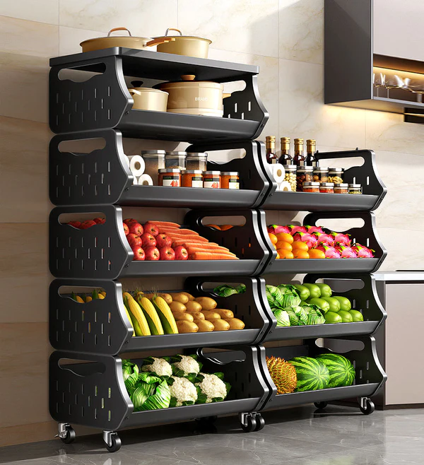 Joybos® 5 Tier Metal Stackable Storage Cart with Wheels 11 Joybos® 5 Tier Metal Stackable Storage Cart with Wheels - Image 11