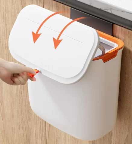 Joybos® Multi-Usage Hanging Trash Bin T20 - 1.85 Gal (White/Orange) 14