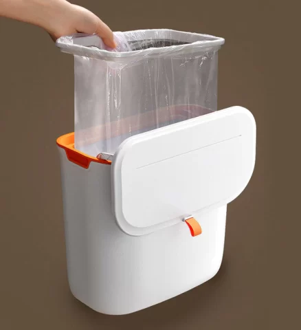 Joybos® Multi-Usage Hanging Trash Bin T20 - 1.85 Gal (White/Orange) 18