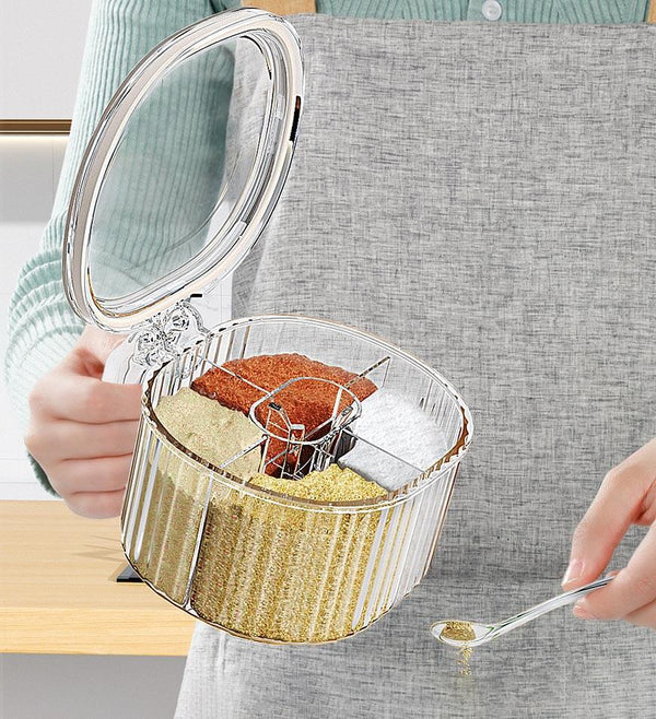 Joybos® 4 Compartments Clear Seasoning Box With Lid and Spoons F43 2 Joybos® 4 Compartments Clear Seasoning Box With Lid and Spoons F43 - Image 2