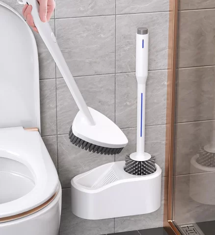 Joybos® Flat Silicone Dual Purpose Toilet Brush with Holders F54 2