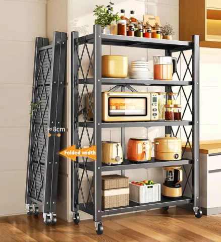 Joybos® Heavy Duty Foldable Metal Organizer Shelves with Wheels 5