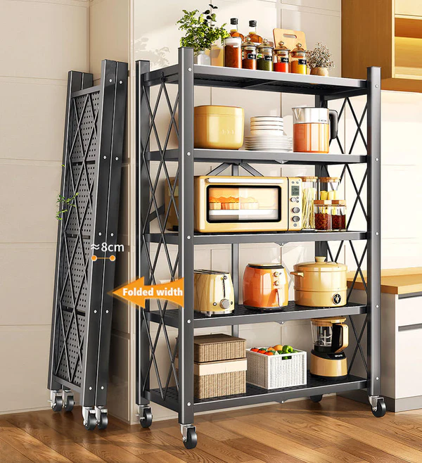 Joybos® Heavy Duty Foldable Metal Organizer Shelves with Wheels 5 Joybos® Heavy Duty Foldable Metal Organizer Shelves with Wheels - Image 5
