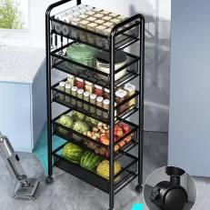 Joybos® 5Tier Multifunction Utility Metal Storage Basket Cart With Lockable Wheels F69