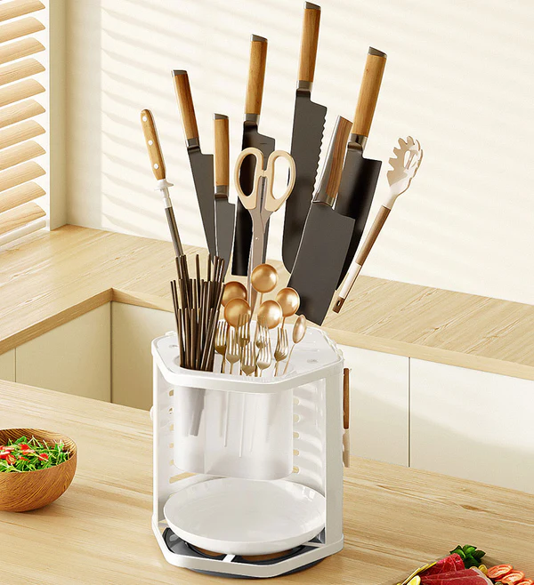 Joybos® 360° Rotating Multifunctional Knife Block Countertop With Drain Tray F52 4 Joybos® 360° Rotating Multifunctional Knife Block Countertop With Drain Tray F52 - Image 4