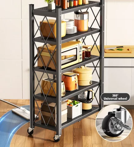 Joybos® Heavy Duty Foldable Metal Organizer Shelves with Wheels 7