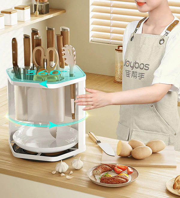 Joybos® 360° Rotating Multifunctional Knife Block Countertop With Drain Tray F52 5 Joybos® 360° Rotating Multifunctional Knife Block Countertop With Drain Tray F52 - Image 5