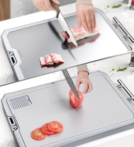 Joybos®Double-Sided Stainless Steel Meat Cutting Board F24 5