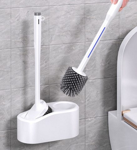 Joybos® Flat Silicone Dual Purpose Toilet Brush with Holders F54 7