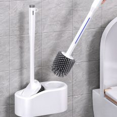 Joybos® Flat Silicone Dual Purpose Toilet Brush with Holders F54