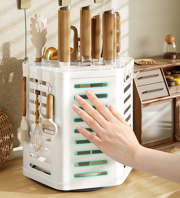 Joybos® 360° Rotating Multifunctional Knife Block Countertop With Drain Tray F52 6 Joybos® 360° Rotating Multifunctional Knife Block Countertop With Drain Tray F52 - Image 6