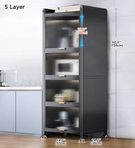 Joybos® 5 Tiers Narrow Multifunction Dustproof Metal Kitchen Storage Cabinet F85 7