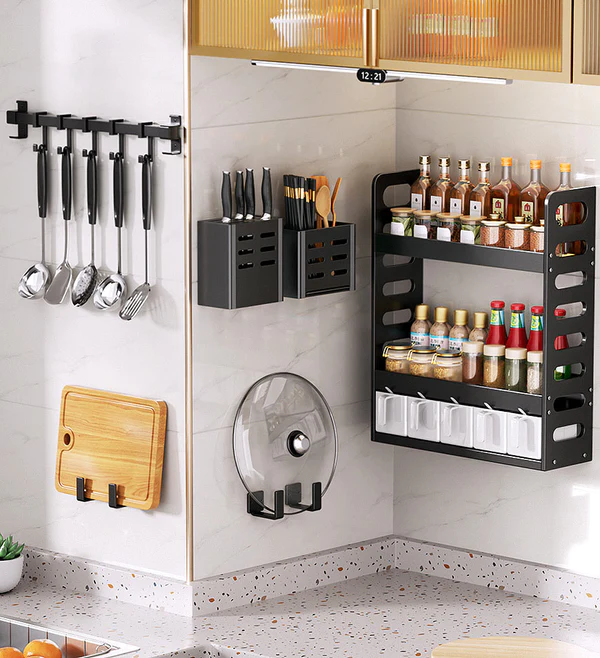 Joybos® 3 Tier Carbon Steel Spice Rack T8 4 Joybos® 3 Tier Carbon Steel Spice Rack T8 - Image 4