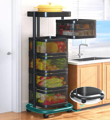 Joybos® Rotating Multi-Layer Kitchen Metal Shelf with Wheels 6
