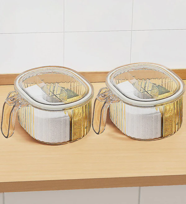 Joybos® 4 Compartments Clear Seasoning Box With Lid and Spoons F43 7 Joybos® 4 Compartments Clear Seasoning Box With Lid and Spoons F43 - Image 7