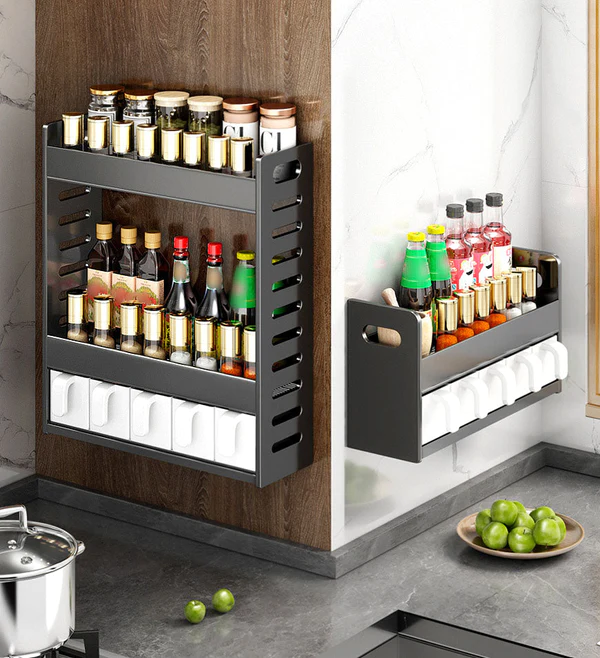 Joybos® 3 Tier Carbon Steel Spice Rack T8 6 Joybos® 3 Tier Carbon Steel Spice Rack T8 - Image 6