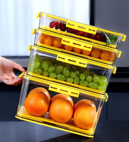 Joybos® Refrigerator Organizer Bins Superior Food Storage Container with Freshness Timer Lid 15