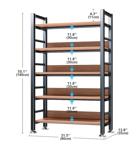Joybos® 5 Tier Multifunction Metal Wood Storage Rack Shelves With Guardrail F120 10