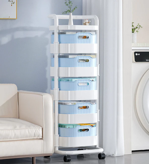 Joybos® 5Layer Metal Kitchen Rotating Storage Rack With Wheels F95 2 Joybos® 5Layer Metal Kitchen Rotating Storage Rack With Wheels F95 - Image 2