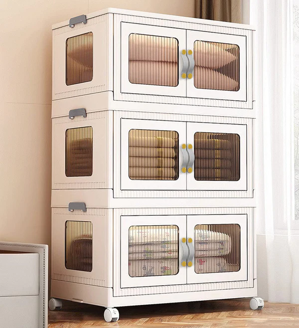 Joybos® Foldable Plastic Storage Box with Wheels and Lid 100L F100 1 Joybos® Foldable Plastic Storage Box with Wheels and Lid 100L F100