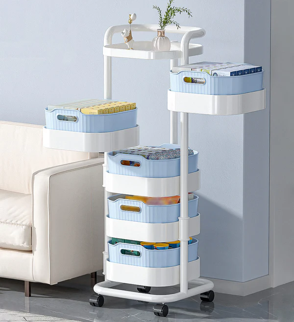 Joybos® 5Layer Metal Kitchen Rotating Storage Rack With Wheels F95 3 Joybos® 5Layer Metal Kitchen Rotating Storage Rack With Wheels F95 - Image 3