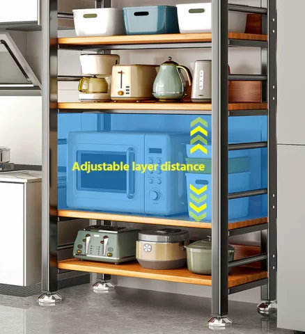 Joybos® 5 Tier Multifunction Metal Wood Storage Rack Shelves With Guardrail F120 4