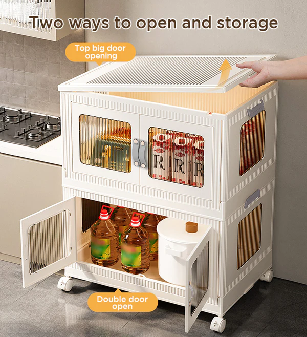 Joybos® Foldable Plastic Storage Box with Wheels and Lid 100L F100 5 Joybos® Foldable Plastic Storage Box with Wheels and Lid 100L F100 - Image 5