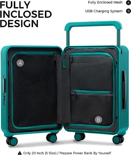 TUPLUS BALANCE Hardside Luggage with Double Spinner Wheels, USB Charging Port, Carry-On 20-Inch, Quiet, TSA Lock Suitcase 13