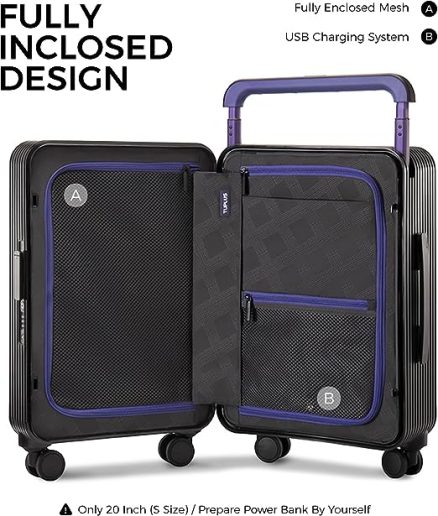TUPLUS BALANCE Hardside Luggage with Double Spinner Wheels, USB Charging Port, Carry-On 20-Inch, Quiet, TSA Lock Suitcase 14