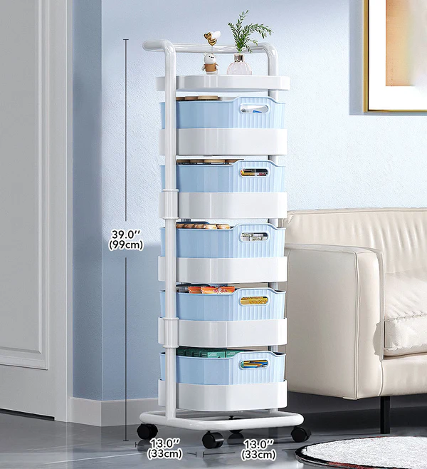 Joybos® 5Layer Metal Kitchen Rotating Storage Rack With Wheels F95 7 Joybos® 5Layer Metal Kitchen Rotating Storage Rack With Wheels F95 - Image 7