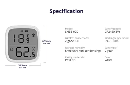 SONOFF SNZB-02D Zigbee LCD Smart Temperature Humidity Sensor 5