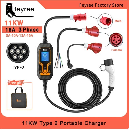 11KW 16A 3 Phase EV Portable Charger Type2 5M Cable EVSE Charging Box Electric Car Charger CEE Plug for Electric Vehicle 2 11KW 16A 3 Phase EV Portable Charger Type2 5M Cable EVSE Charging Box Electric Car Charger CEE Plug for Electric Vehicle - Image 2