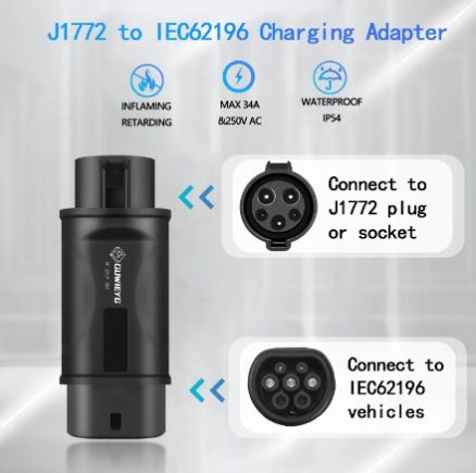 Adaptor 16A 32A Electric Vehicle Car EV Charger Connector J1772 Socket Type 1 To Type 2 EV Adapter Socket 2