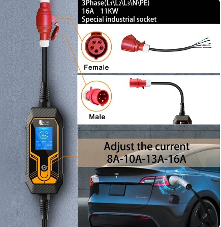 11KW 16A 3 Phase EV Portable Charger Type2 5M Cable EVSE Charging Box Electric Car Charger CEE Plug for Electric Vehicle 1 11KW 16A 3 Phase EV Portable Charger Type2 5M Cable EVSE Charging Box Electric Car Charger CEE Plug for Electric Vehicle