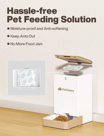 PetSnowy Snow+ Automatic Pet Feeder | Wi-Fi Enabled Automatic Cat Food Dispenser with APP Control | 4L Capacity Automatic Feeder | Power Source Plug-in & Battery 3