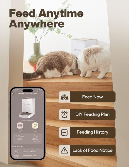 PetSnowy Snow+ Automatic Pet Feeder | Wi-Fi Enabled Automatic Cat Food Dispenser with APP Control | 4L Capacity Automatic Feeder | Power Source Plug-in & Battery 5