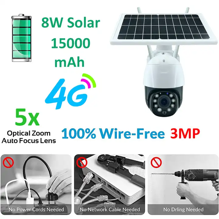15000mAh Battery IP66 Tuya 4G SIM SEA 5x Optical Infrared Night Vision Human Body Filtering 8W Solar PTZ Security Camera 5 15000mAh Battery IP66 Tuya 4G SIM SEA 5x Optical Infrared Night Vision Human Body Filtering 8W Solar PTZ Security Camera - Image 5