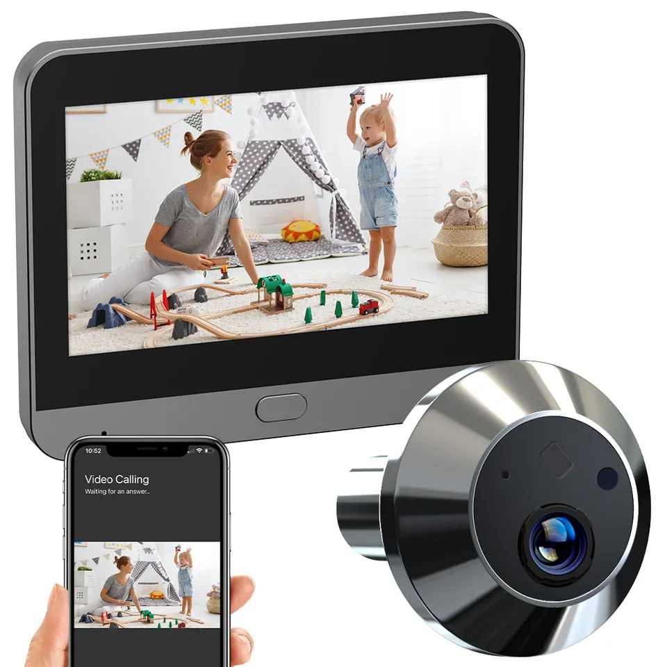 4.3 Inches Monitors Reasonable Price Wifi Door Viewer Night Vision Doorbell Work With Google Alexa Voice Two Way Audio 1