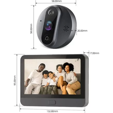 Alexa Google Video Live View 5000mAh Motion Detection Alerts Two Way Talk Wi-Fi 4.3 Inch Eye Peephole Camera Digital Viewer 4