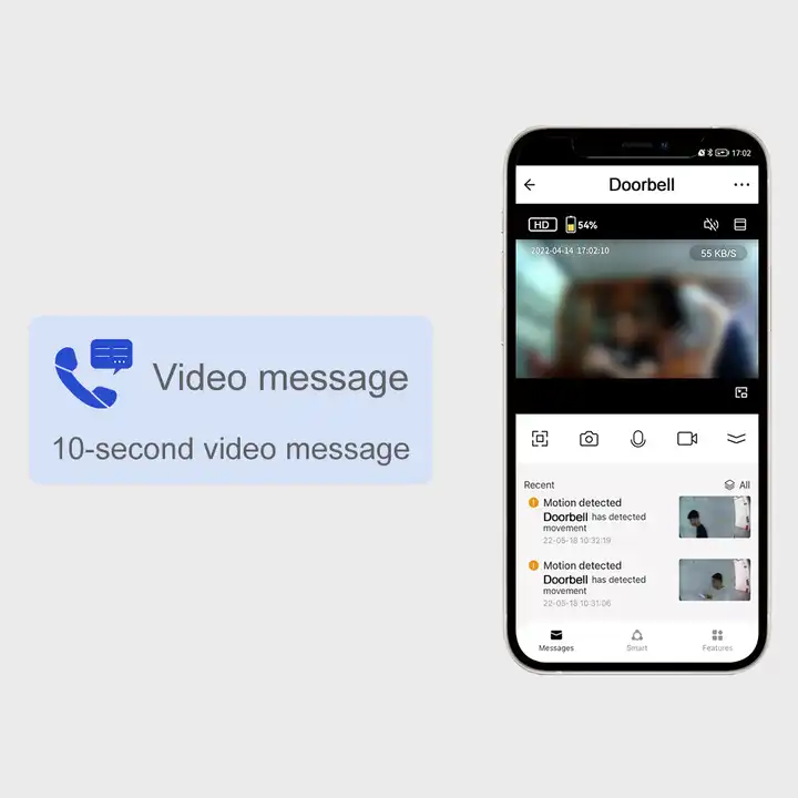 1080p Fast BLE Link Two Way Audio Support Leave Message Motion Detection Wired 5000mAh Battery Powered Video Doorbell 2 1080p Fast BLE Link Two Way Audio Support Leave Message Motion Detection Wired 5000mAh Battery Powered Video Doorbell - Image 2