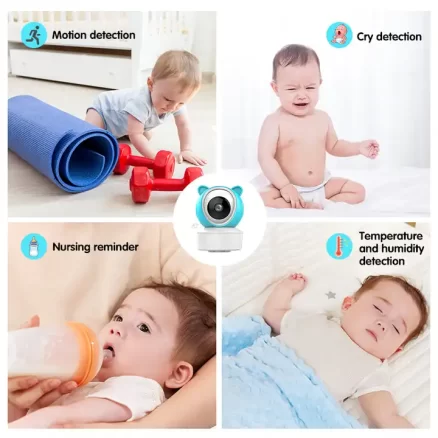 1080P Remote Video Intercom 8 Lullabies Motion Cry Detector Feeder Reminder WiFi IP Baby Monitor Surveillance Camera 4