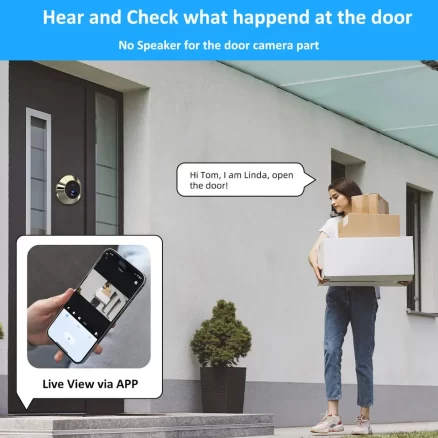 Icam App Remote View Motion Detect 1080P Hd Peephole Door Viewer Camera Two Way Speak Doorbell Smart Work With Google Alexa 5