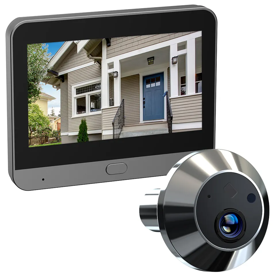 Icam App Remote View Motion Detect 1080P Hd Peephole Door Viewer Camera Two Way Speak Doorbell Smart Work With Google Alexa 1