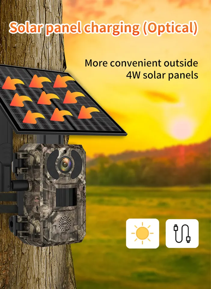 AU Ip66 Waterproof Hunting Camera 7800Mah Battery Two Way Speak Trail Gaming Camera For Outdoor Wildlife Cam With 4W Solar Panel 5 AU Ip66 Waterproof Hunting Camera 7800Mah Battery Two Way Speak Trail Gaming Camera For Outdoor Wildlife Cam With 4W Solar Panel - Image 5