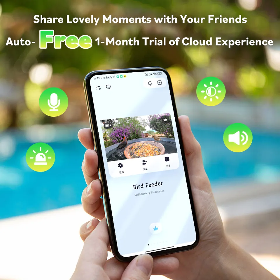 App Remote View Smart Ai Identify Bird Motion Detection 1.8L Birds Feeder Camera Wifi Outdoor Ip65 Night Vision Gift For Friend 7 App Remote View Smart Ai Identify Bird Motion Detection 1.8L Birds Feeder Camera Wifi Outdoor Ip65 Night Vision Gift For Friend - Image 7