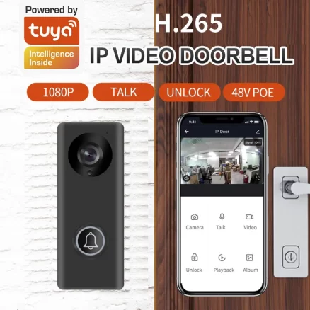 1080p POE wifi / wired network Tuya smart doorbell work on Amazon echo Google home cloud storage with unlock control 6